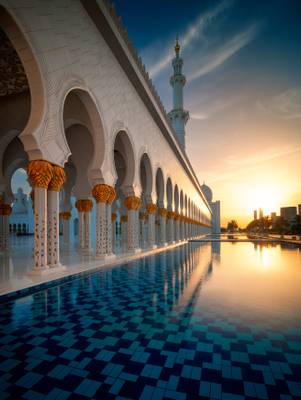 Abu Dhabi Mosque sunset